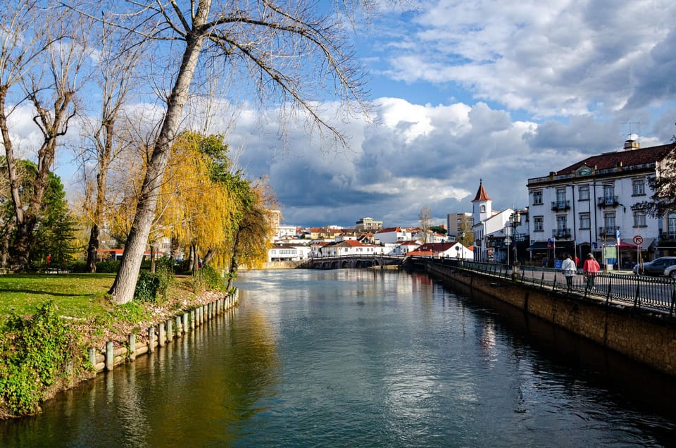 Fall day showing the river in Tomar, Portugal.